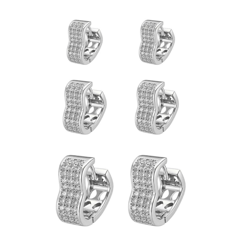 Trio de Brinco Folheado a Ouro 18k e Prata Coração Com Zirconia