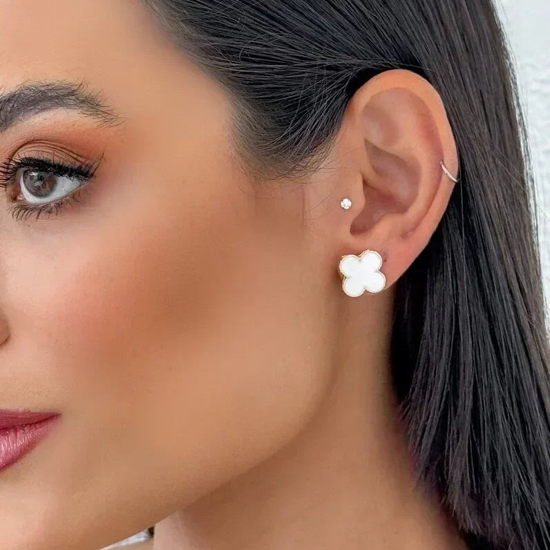 Brinco Folheado a Ouro 18k Com resina