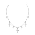 Choker Folheado a Prata 925 Cristais Com Cruz Lisas