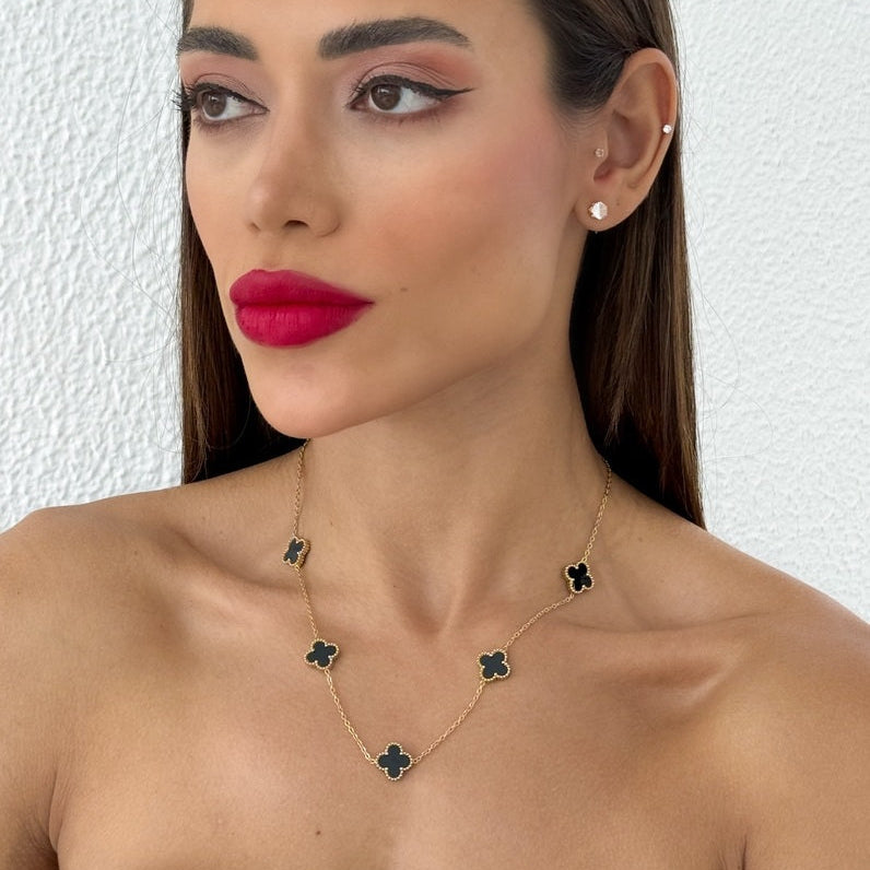 Colar Aço Inoxidável Folheado a Ouro 18k Inspiração Vg. Resinado
