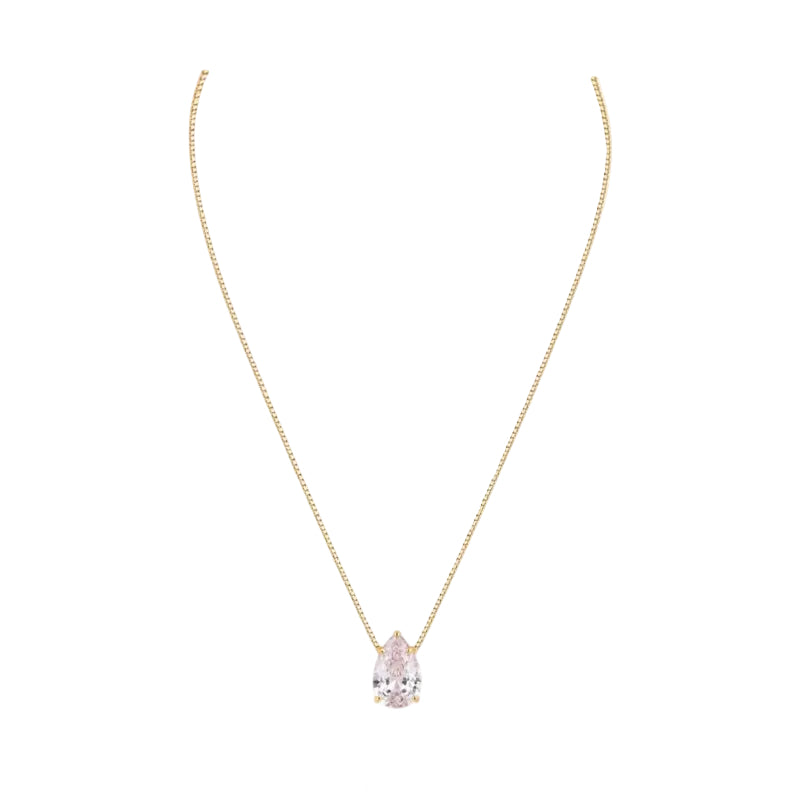 Colar Folheado Ouro 18k Veneziana Gota Cristal