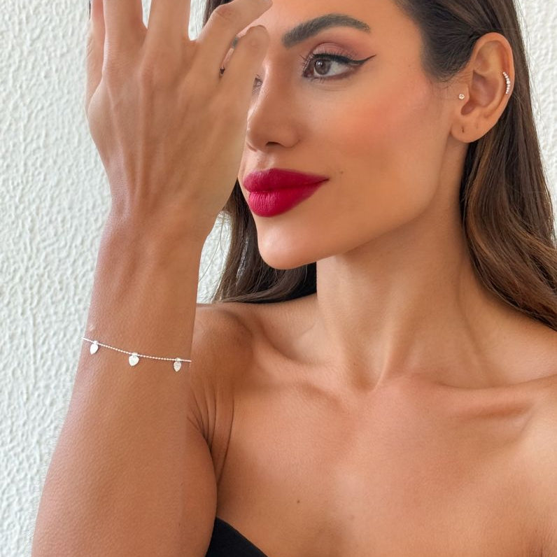 Pulseira Folheada a Prata 925 Coração Texturizado