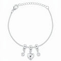 Pulseira com Pingente Coração Martelado e Cristal - Folheados a Prata925