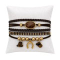 Pulseira Folheado a Ouro 18k Courinho com Pedras Naturais