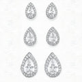 Trio de Brincos - Gota Cristal - Folheados a Prata925